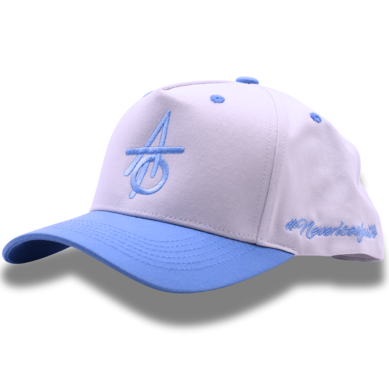Against The Odds ATO Logo Snapback Hat White/Light Blue