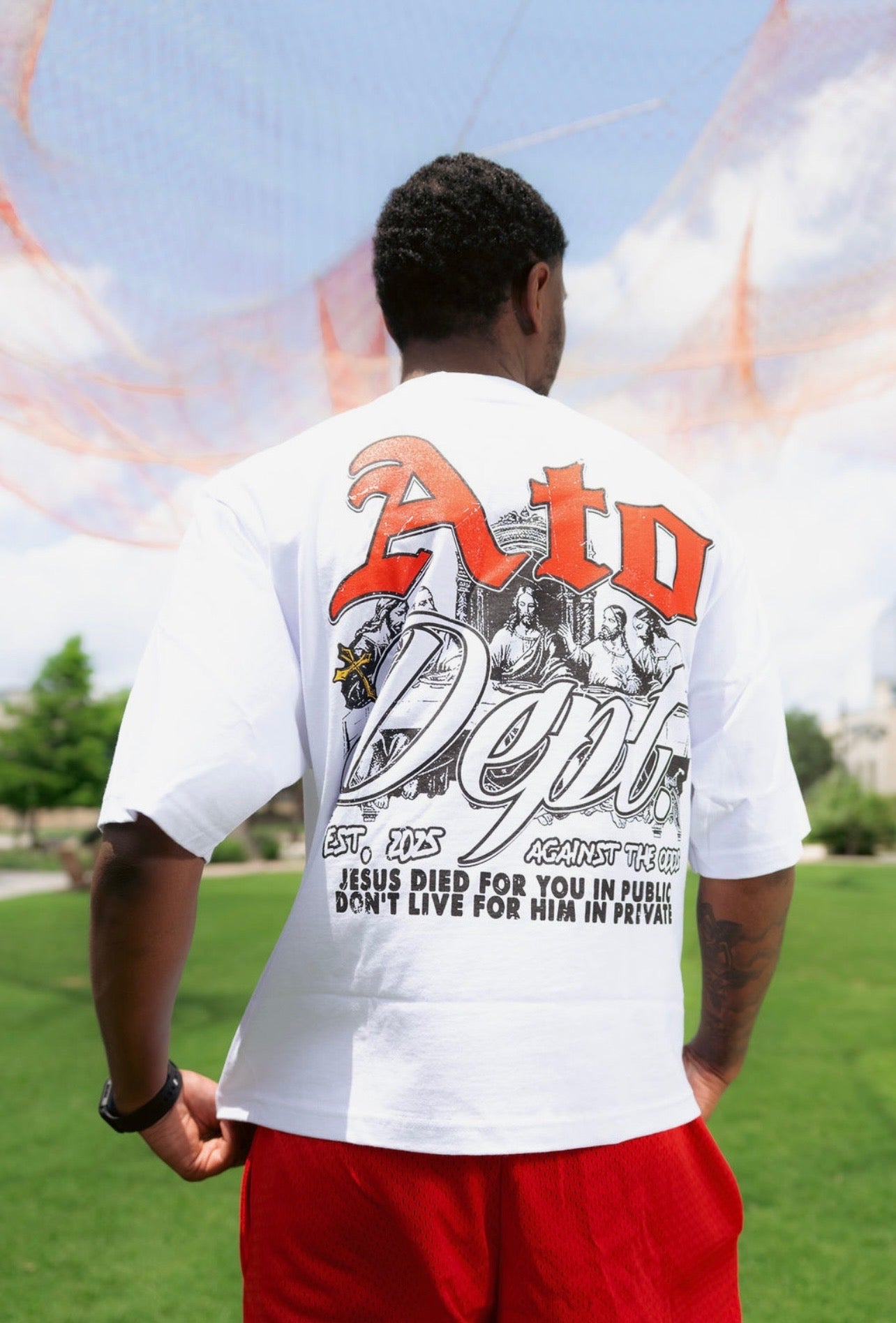 Against The Odds Tee White/Red (Oversized)